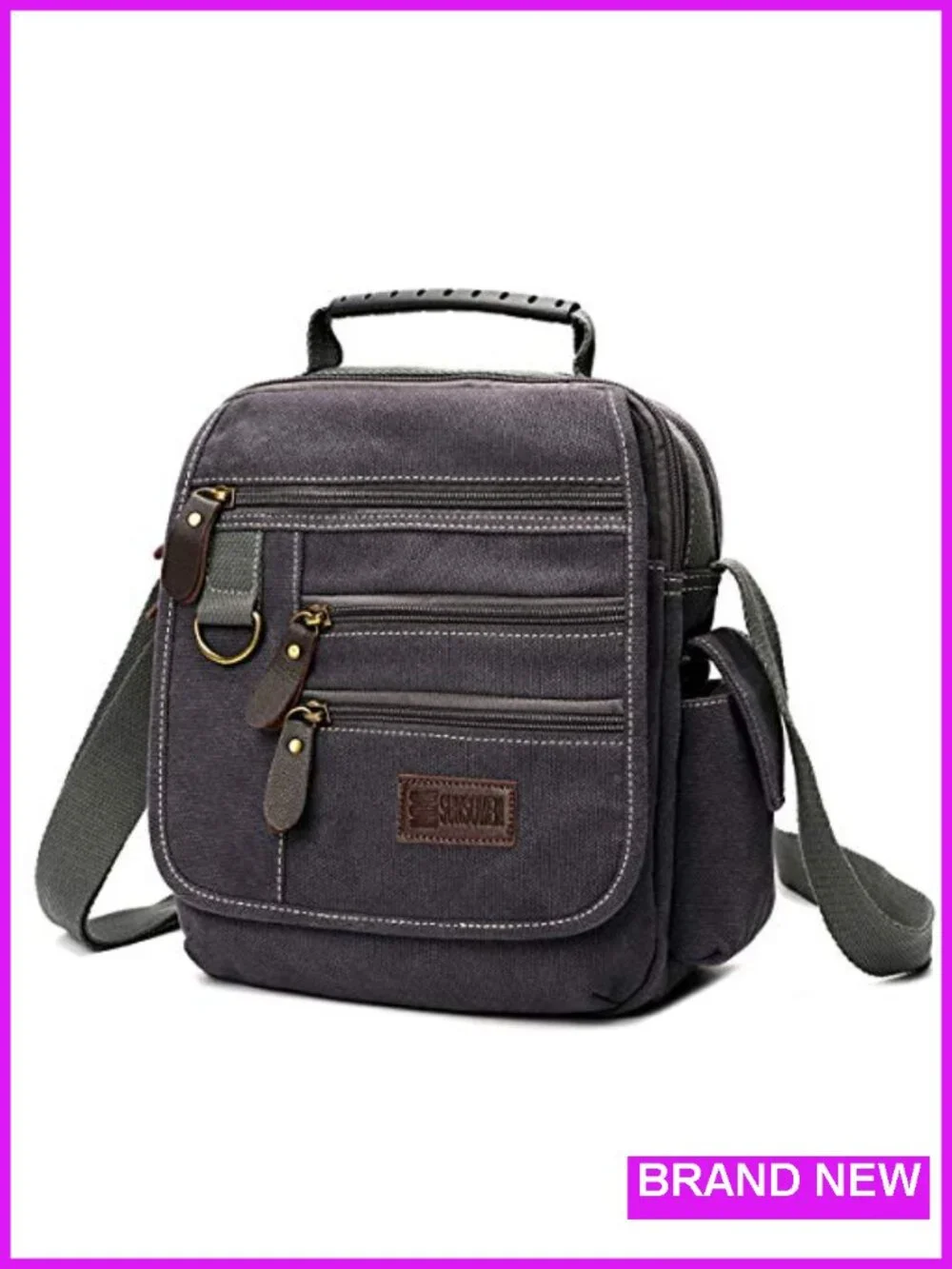 Canvas Messenger Bag Crossbody Shoulder Bag Vintage Multi-function Work Bag